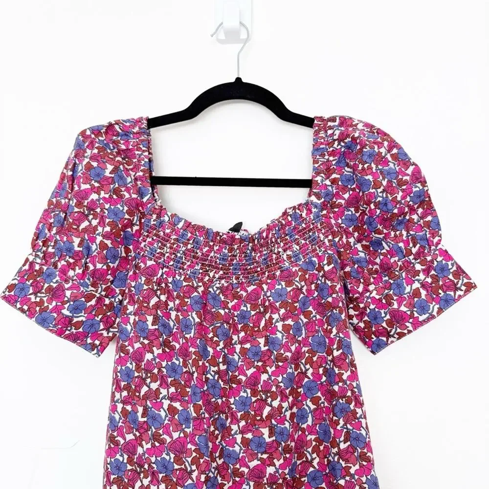 J.Crew Afternoon Linen Dress in Berry Floral